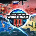 Conflict of Nations: World War 3 - cartel promocional del juego con el mapa mundial y las potencias en conflicto