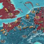 Conflict of Nations: World War 3 - mapa de guerra con fronteras controladas y unidades militares desplegadas