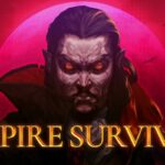 Vampire Survivors - Pantalla principal del juego con horda de enemigos y personaje superviviente