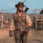 Red Dead Redemption - John Marston caminando por un pueblo del Salvaje Oeste en 1911