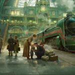 Forge of Empires - Tren navideño Sleighride Express llegando a la estación durante el Evento de Invierno