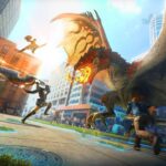 Monster Hunter Now - cazadores enfrentándose a un monstruo colosal en plena ciudad