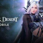 Black Desert Online - artwork promocional con personaje femenino de cabello blanco y armadura oscura de Pearl Abyss