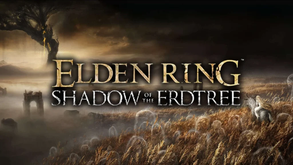 Elden Ring - Shadow of the Erdtree, arte principal del DLC con la figura encapuchada en el Reino de las Sombras