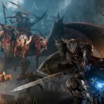 Lords of the Fallen - caballero oscuro en combate frente a una criatura en llamas