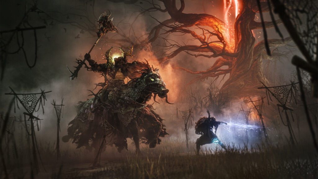 Lords of the Fallen - escena épica de combate con el Cruzado Oscuro en Mournstead