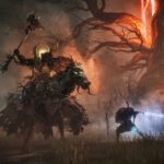 Lords of the Fallen - escena épica de combate con el Cruzado Oscuro en Mournstead