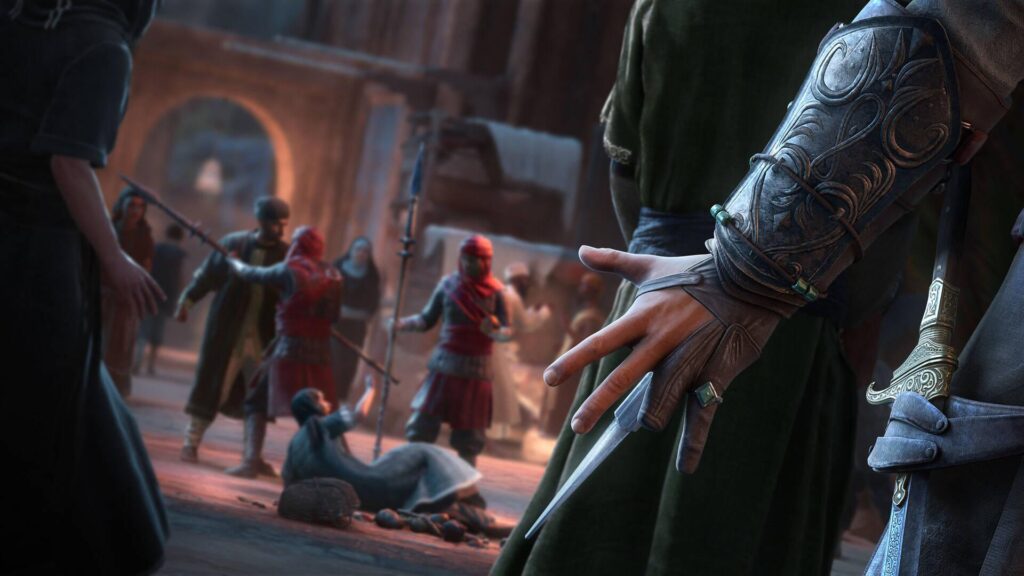 Assassin's Creed Mirage - Basim Ibn Ishaq con la ciudad de Bagdad al fondo en el siglo IX