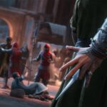 Assassin's Creed Mirage - Basim Ibn Ishaq con la ciudad de Bagdad al fondo en el siglo IX