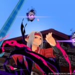 Dragon Quest Monsters: El príncipe oscuro - Psaro combatiendo con espada y magia oscura contra monstruos en la fortaleza