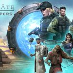 Stargate: Timekeepers - portada oficial del juego con los protagonistas y el portal estelar de fondo