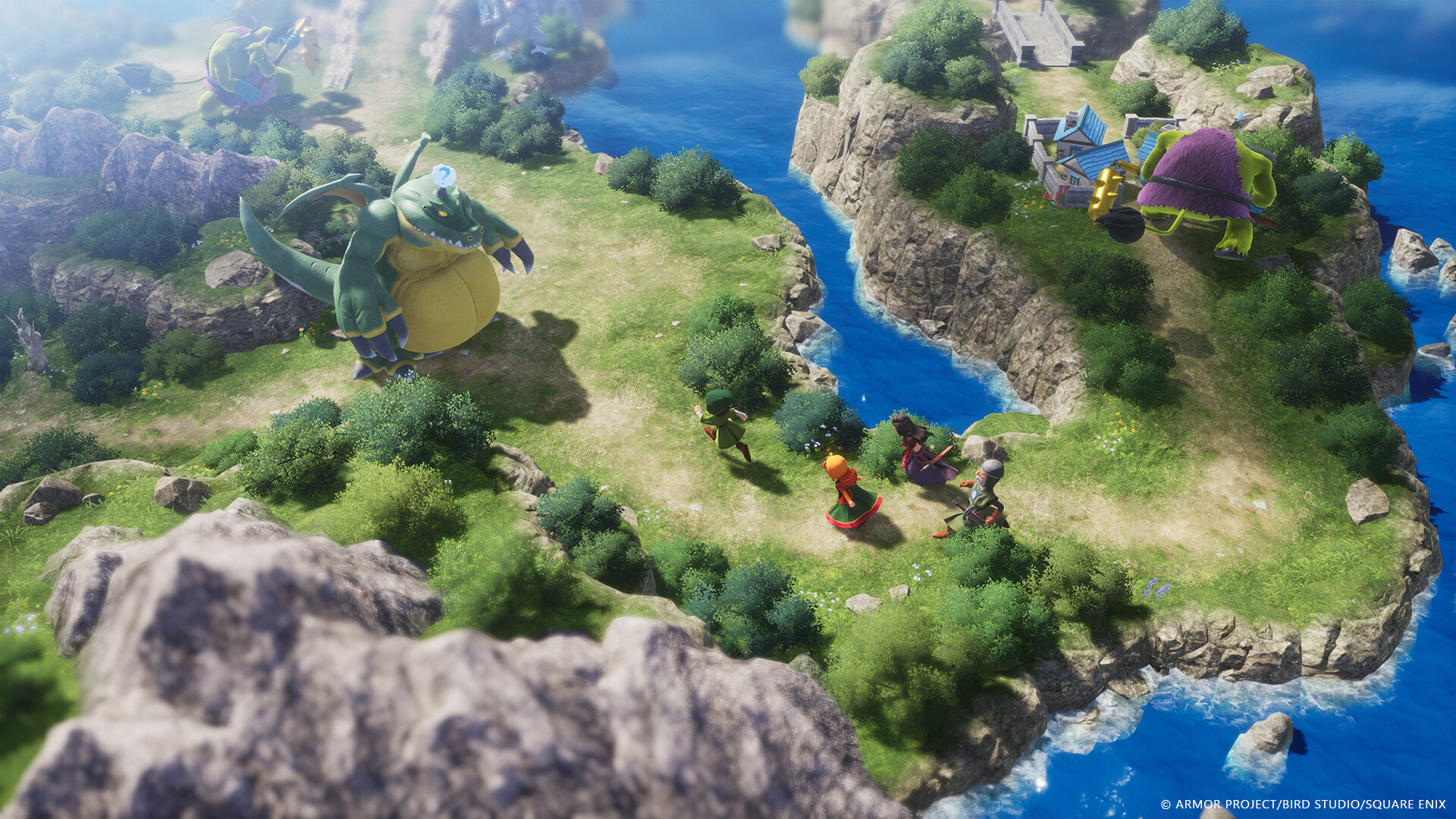 Dragon Quest VII Reimagined - Pantalla de exploración con el estilo diorama 3D del juego