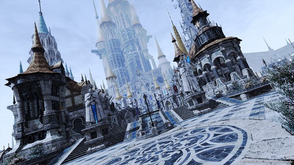 Final Fantasy XIV - Ciudad de cristal con arquitectura épica - Juegosrpg.com