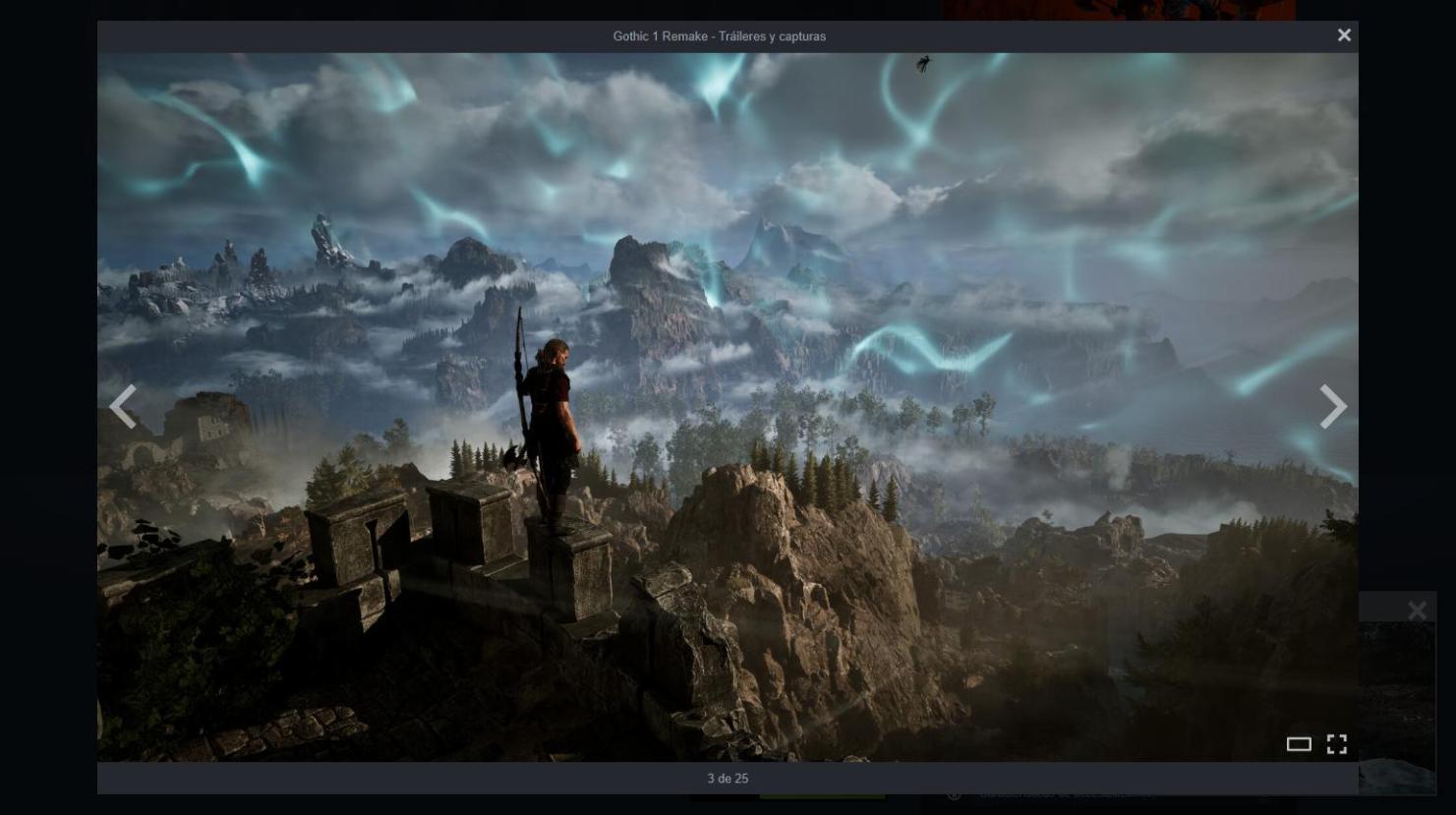 Gothic 1 Remake - protagonista contemplando el mundo abierto de la Colonia con la barrera mágica en el horizonte