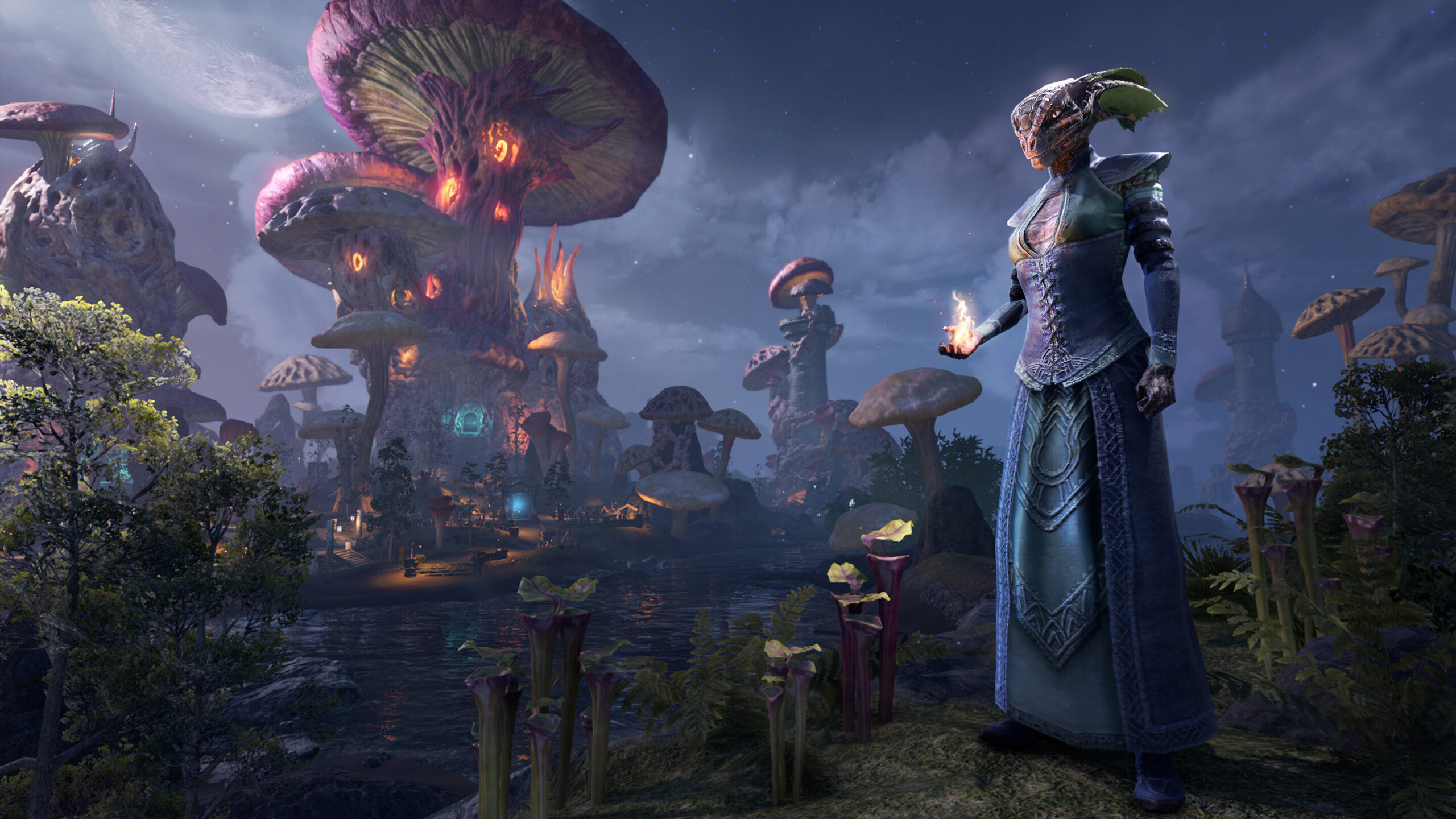 The Elder Scrolls Online - Personaje elfo oscuro lanzando un hechizo de fuego en Vvardenfell