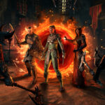 Elder Scrolls Online - Personajes combatiendo en dungeon con portal de fuego - Juegosrpg.com