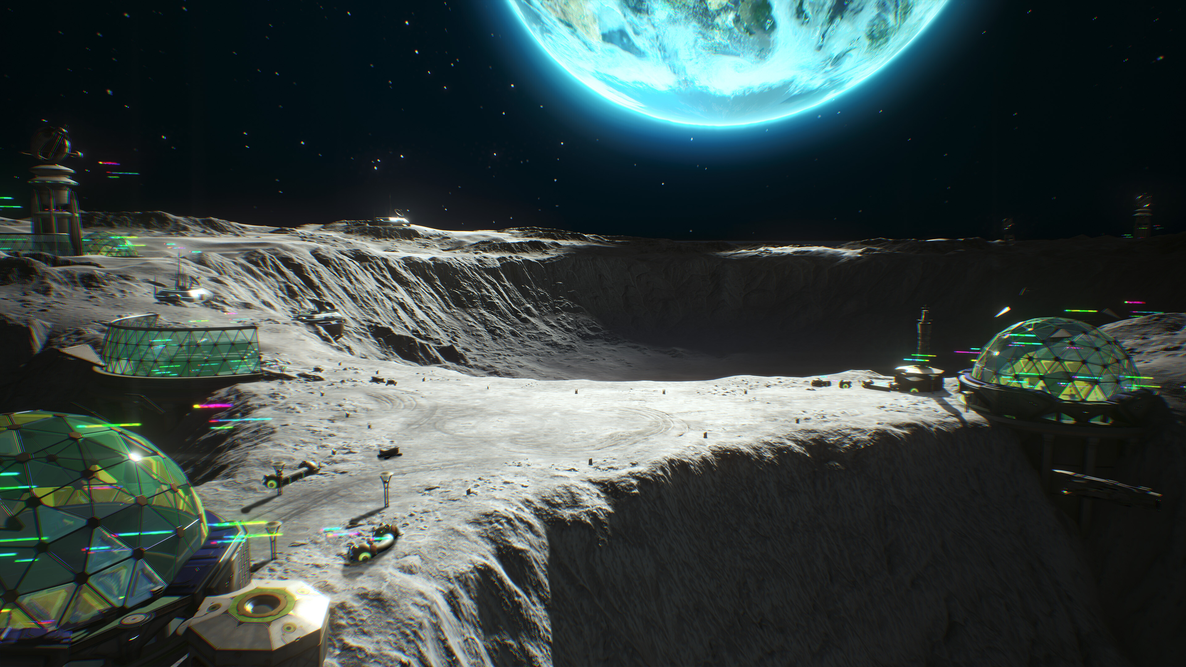 Wuthering Waves - Base espacial en la luna con vista del planeta desde la superficie - Juegosrpg.com
