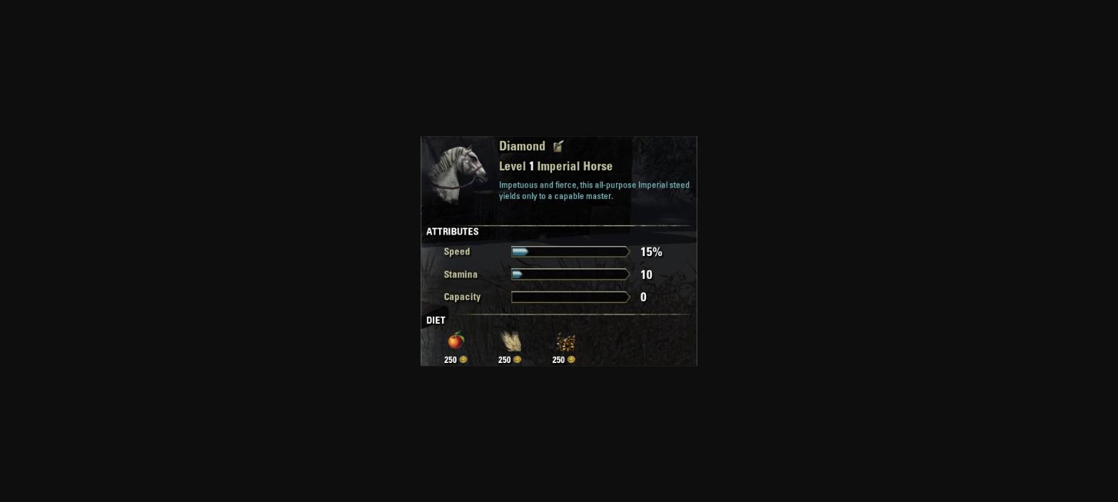 The Elder Scrolls Online - Barras de Velocidad, Resistencia y Capacidad de carga de una montura