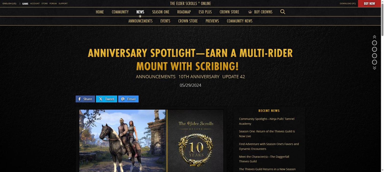 The Elder Scrolls Online - Anuncio oficial de montura Multi-Rider obtenida mediante Scribing
