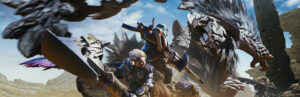 Monster Hunter Wilds - Arte oficial del juego con el cazador y su Seikret - Juegosrpg.com