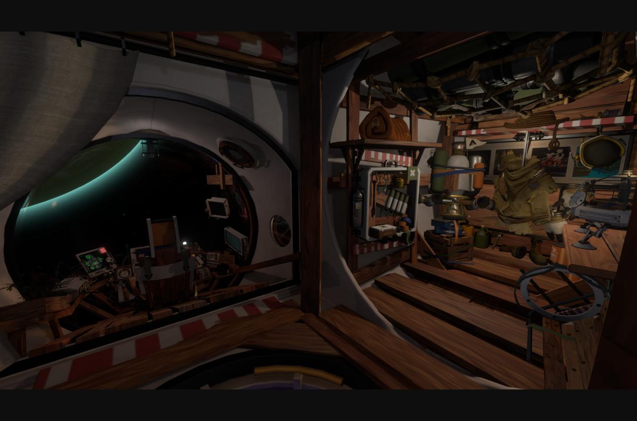 Outer Wilds - Interior de la cabina de la nave espacial del jugador