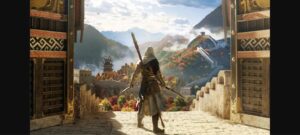 Assassin's Creed Jade - Xia contempla la Gran Muralla China desde una puerta dorada en el tráiler oficial