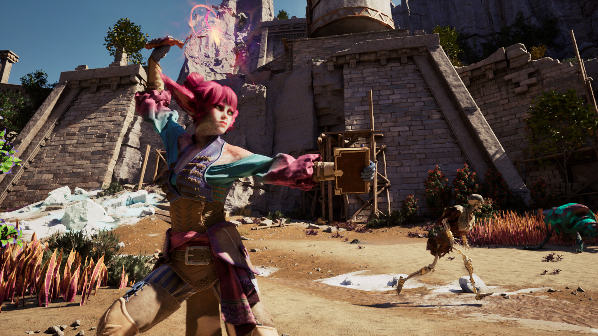 Avowed - un esqueleto reanimado ataca al protagonista junto a una laguna en PS5 - Juegosrpg.com
