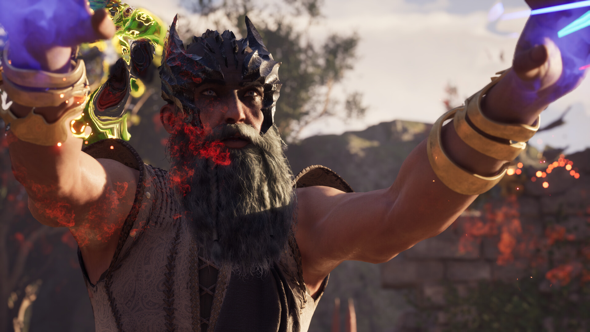 Avowed - primer plano de un enemigo conjurando magia con ambas manos en la versión de PS5 - Juegosrpg.com
