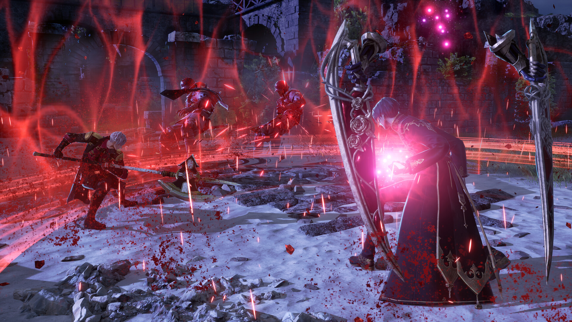 Code Vein II - combate nocturno usando magia de sangre contra varios enemigos - Juegosrpg.com