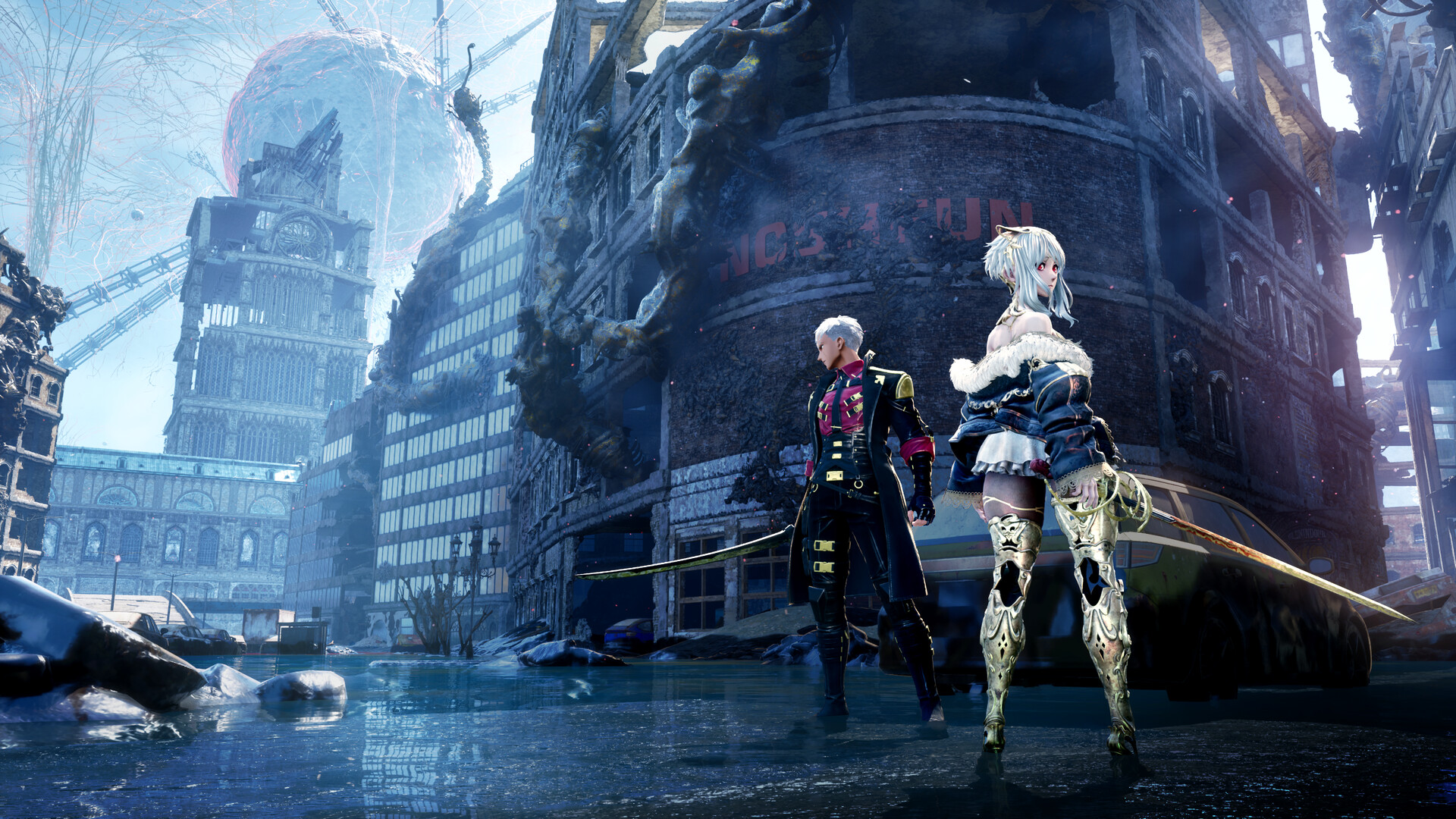 Code Vein II - Compañeros explorando una ciudad en ruinas - Juegosrpg.com