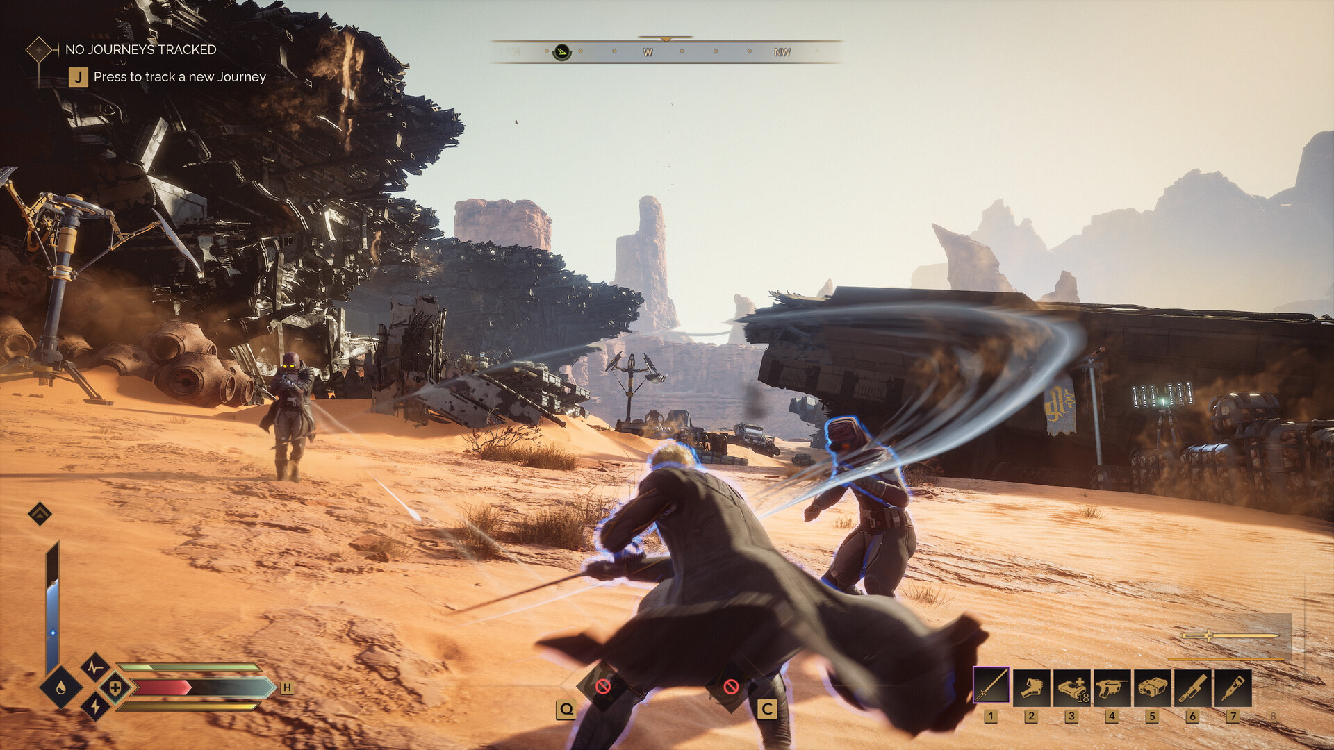 Dune: Awakening - combate cuerpo a cuerpo con el escudo Holtzman activado - Juegosrpg.com