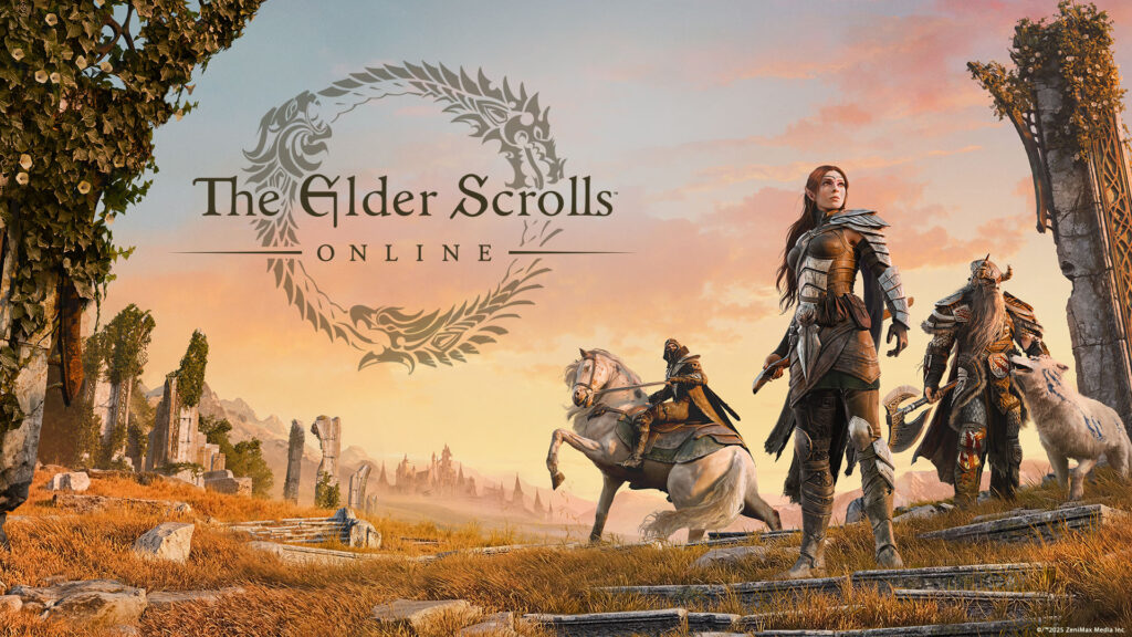 The Elder Scrolls Online - imagen destacada oficial con personajes y monturas al atardecer - Juegosrpg.com