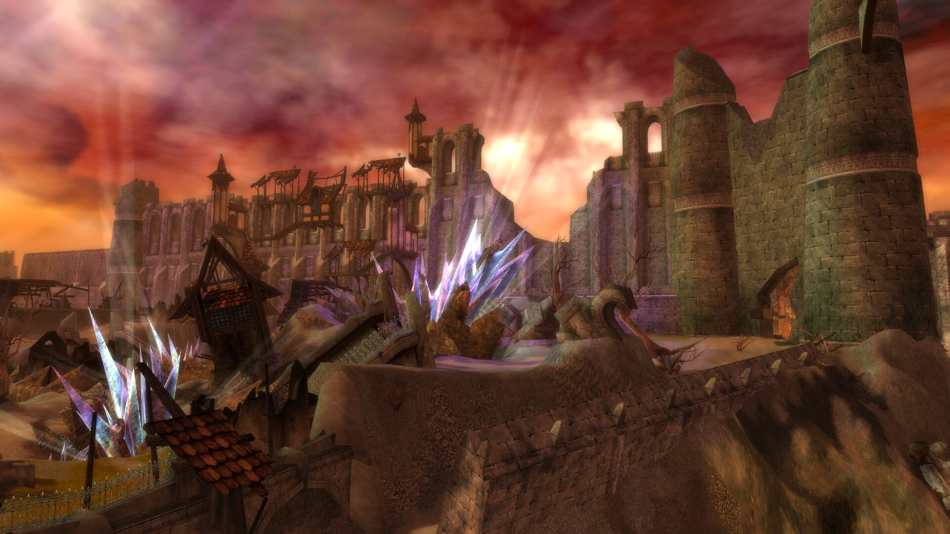 Guild Wars Reforged - Ruinas de Ascalon con cristales tras la invasion charr - Juegosrpg.com