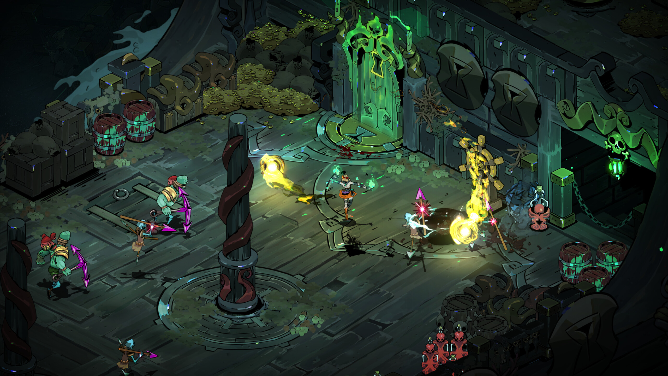 Hades II - enfrentamiento contra un grupo de esbirros en el Inframundo - Juegosrpg.com