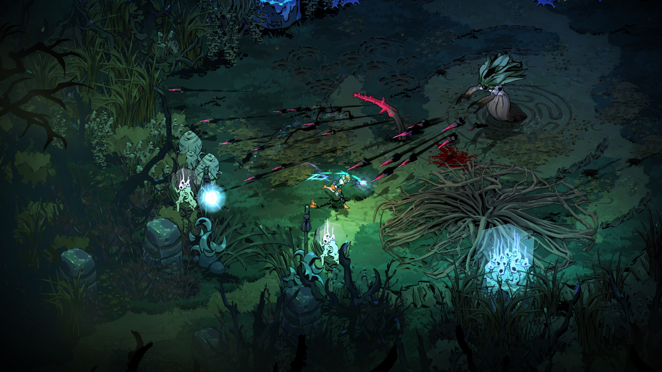 Hades II - Melinoë lanzando un hechizo con la Guadaña de Noche Eterna - Juegosrpg.com