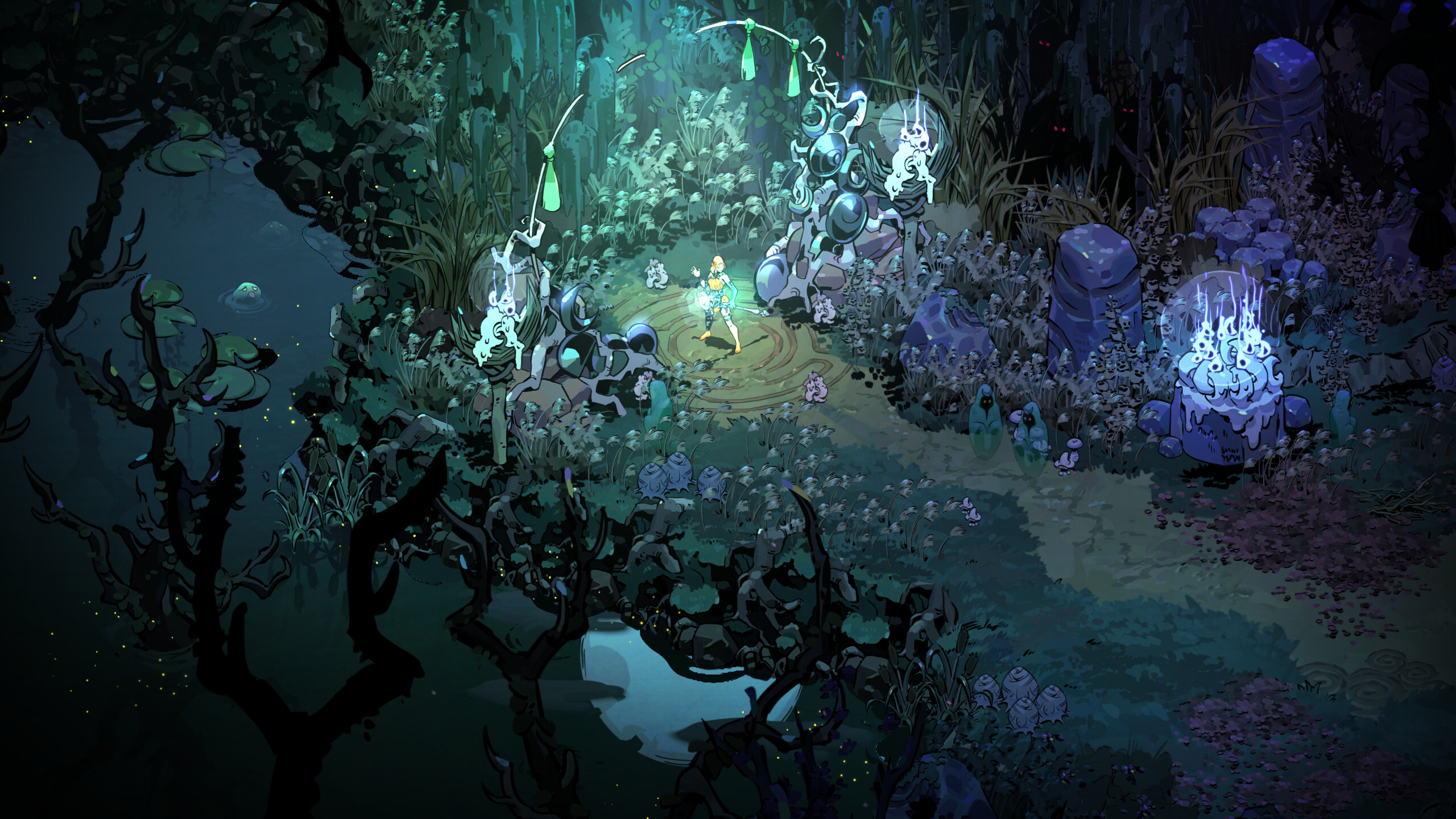 Hades II - exploración de una zona acuática con enemigos acechando - Juegosrpg.com
