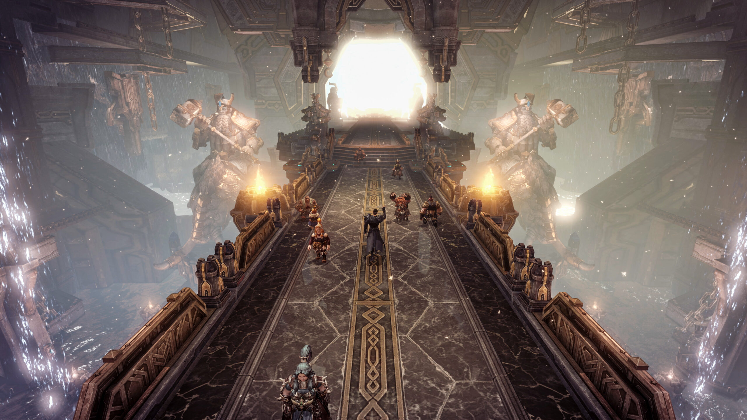 Lost Ark - portal luminoso custodiado por estatuas monumentales - Juegosrpg.com