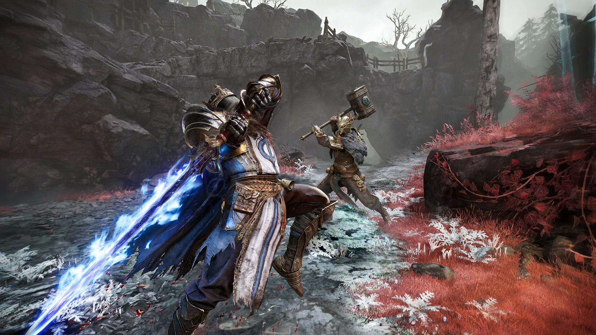 Mistfall Hunter - Dos cazadores combatiendo juntos en una zona helada - Juegosrpg.com