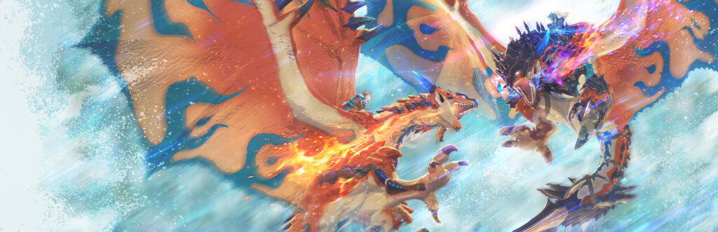 Monster Hunter Stories 3: Twisted Reflection - Arte oficial de combate entre Rathalos rivales - Juegosrpg.com