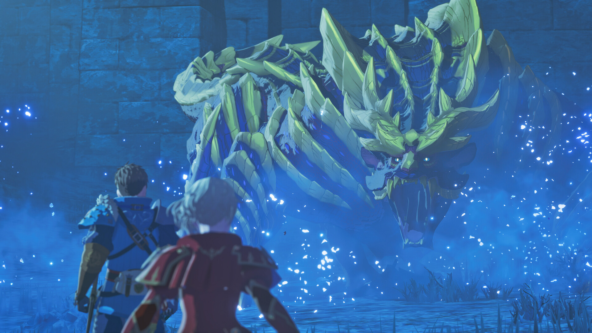 Monster Hunter Stories 3: Twisted Reflection - Riders frente a un monstruo cristalino nocturno - Juegosrpg.com