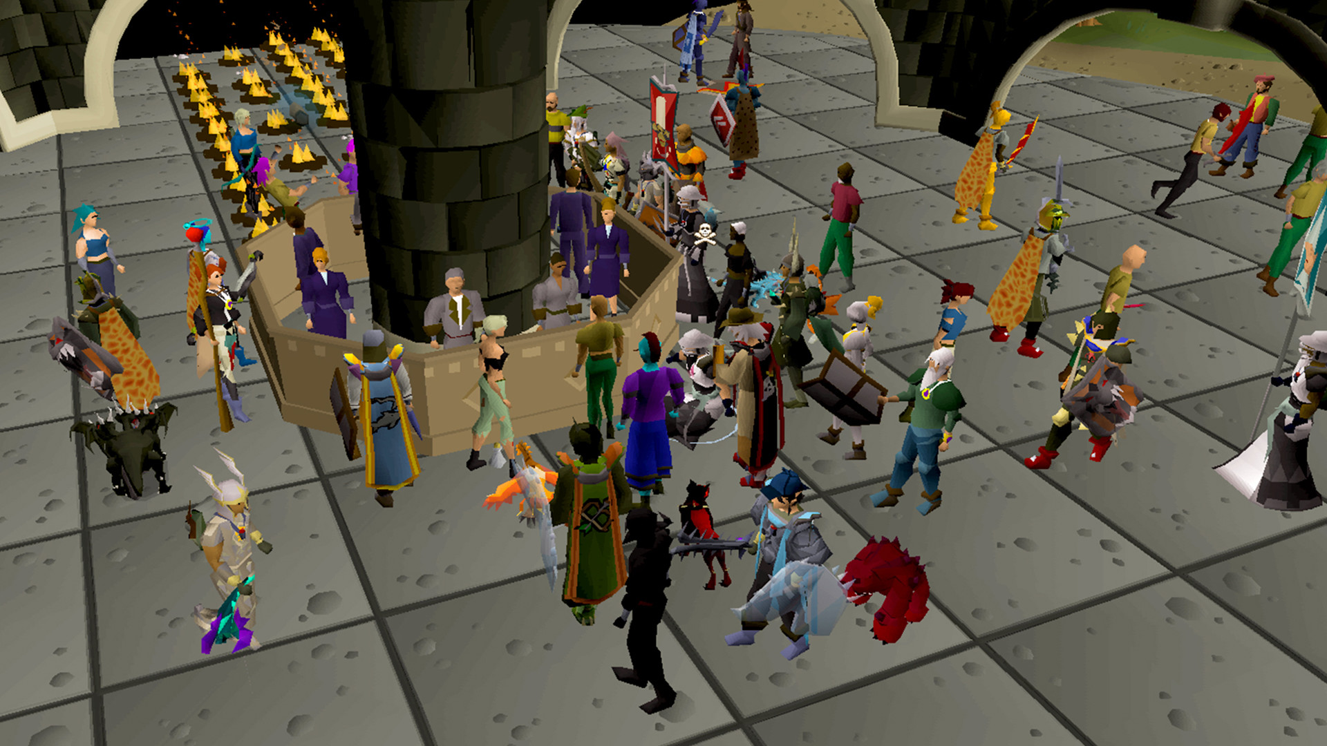 Old School RuneScape - Jugadores reunidos en una zona social con multitud de personajes - Juegosrpg.com
