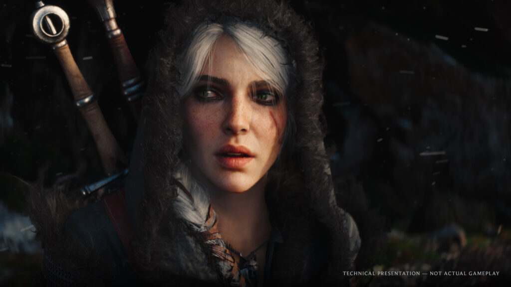The Witcher 4 - Primer plano de Ciri con cicatrices en el rostro en la demo técnica de Unreal Engine 5 - Juegosrpg.com