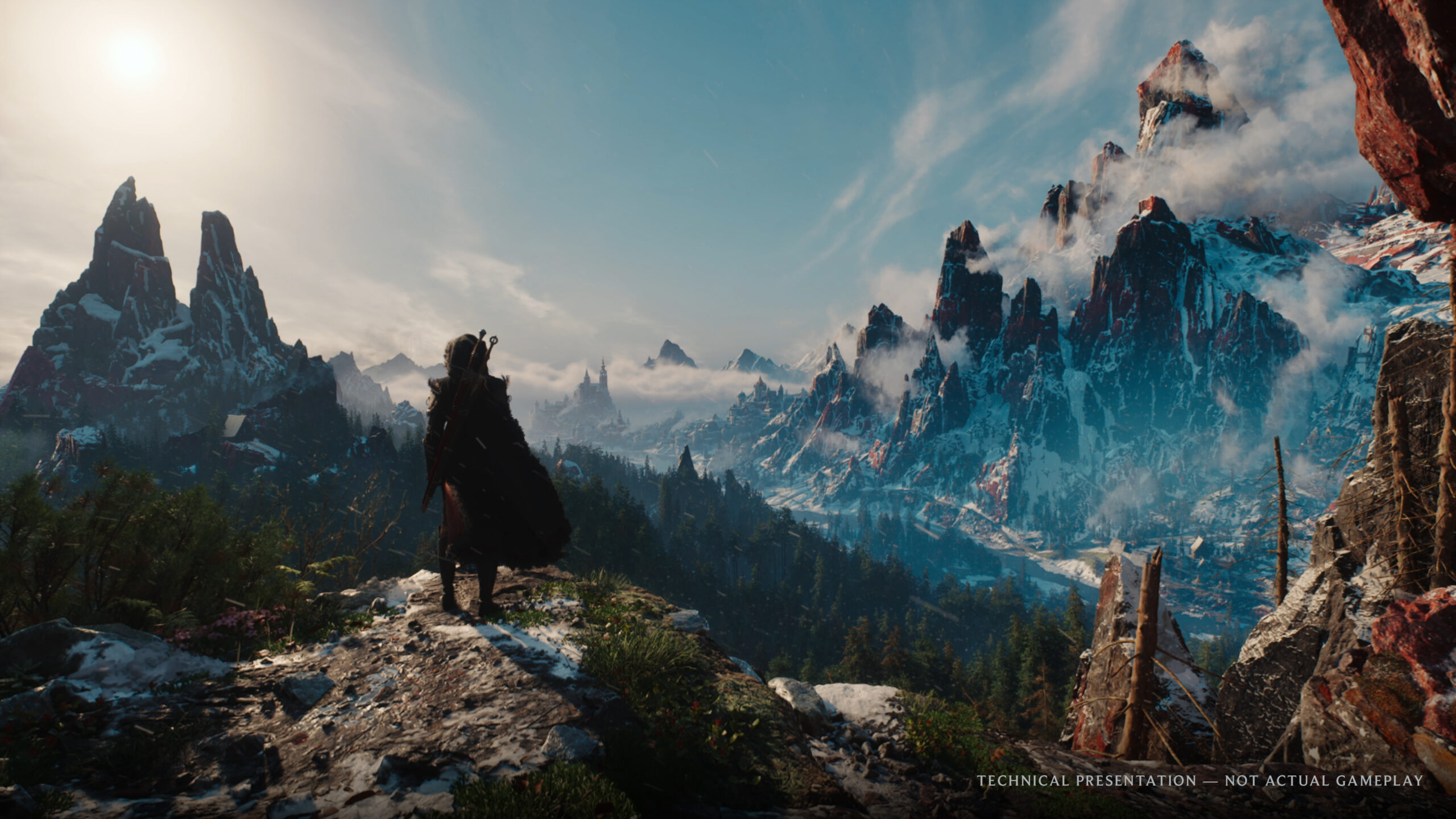 The Witcher 4 - Ciri contemplando el paisaje nevado de Kovir en Unreal Engine 5 - Juegosrpg.com