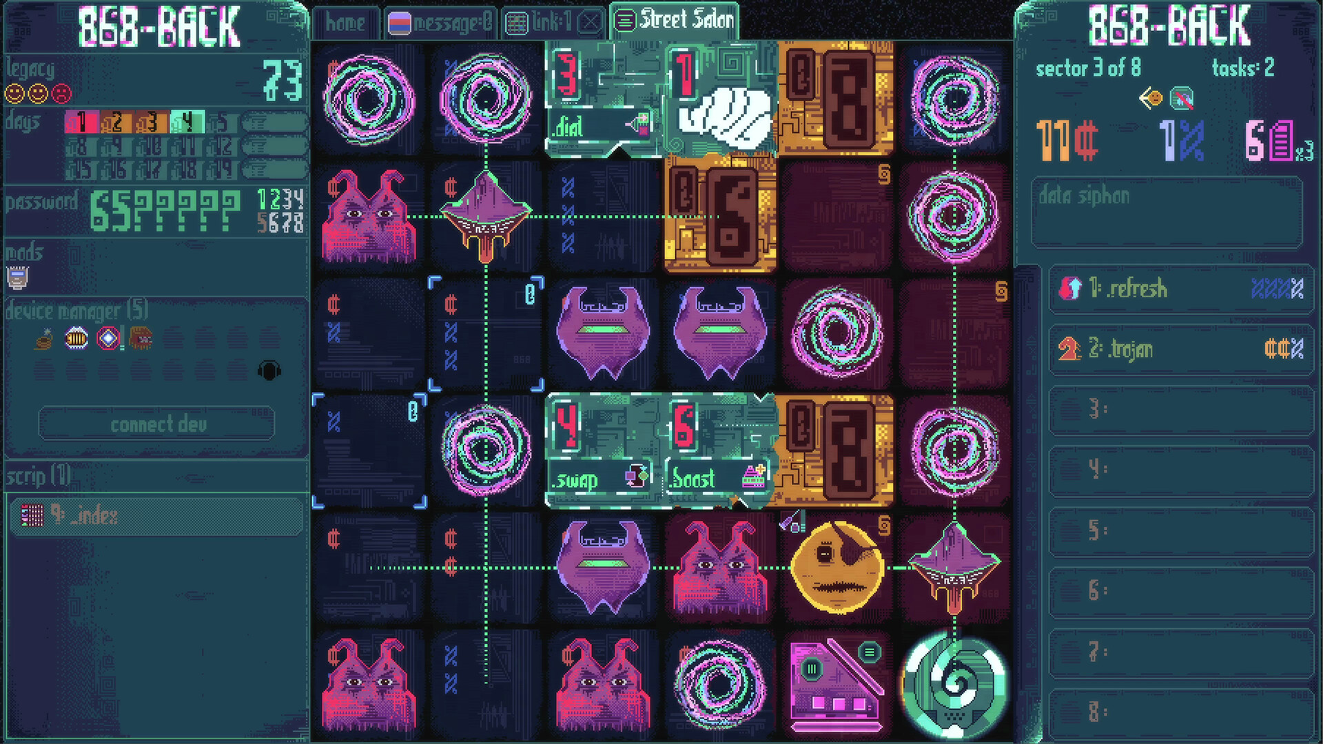 868-BACK - vista del sector Street Salon con la cuadrícula de hackeo - Juegosrpg.com