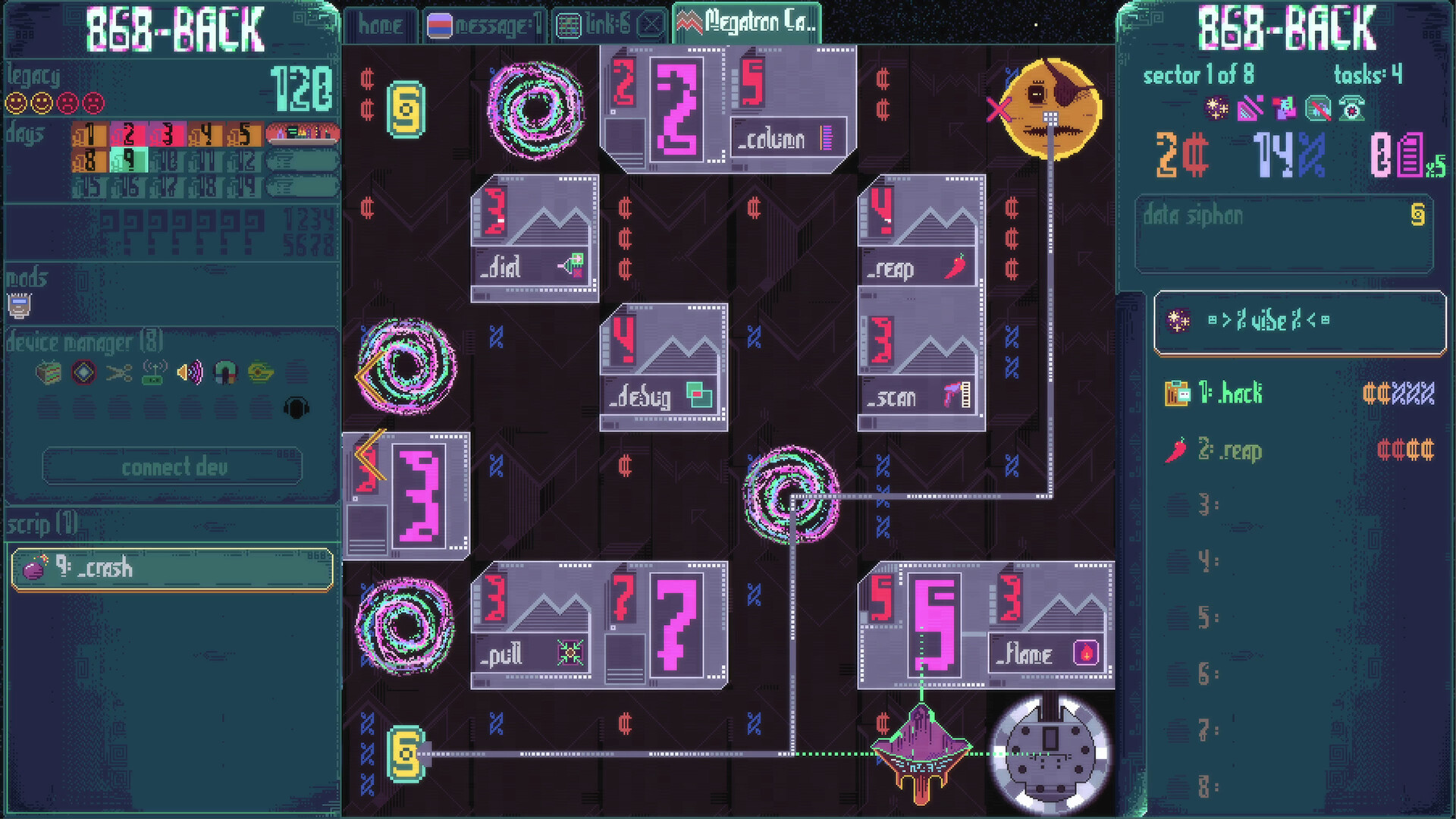 868-BACK - cuadrícula de combate por turnos con enemigos y programas activos - Juegosrpg.com
