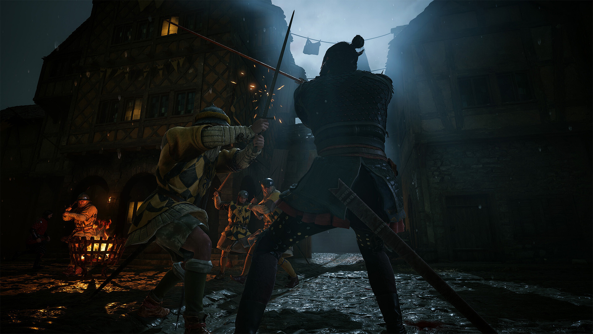 The Blood of Dawnwalker - duelo con espada nocturno en un pueblo - Juegosrpg.com