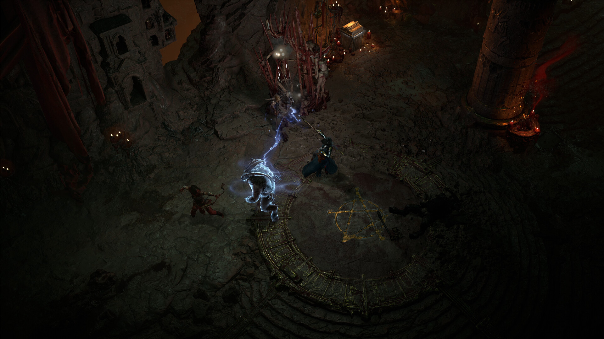 Diablo IV - Combate contra un enemigo invocado en una mazmorra oscura - Juegosrpg.com