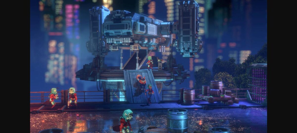 Echo Generation 2 - protagonista disparando un lanzallamas en un escenario industrial - Juegosrpg.com
