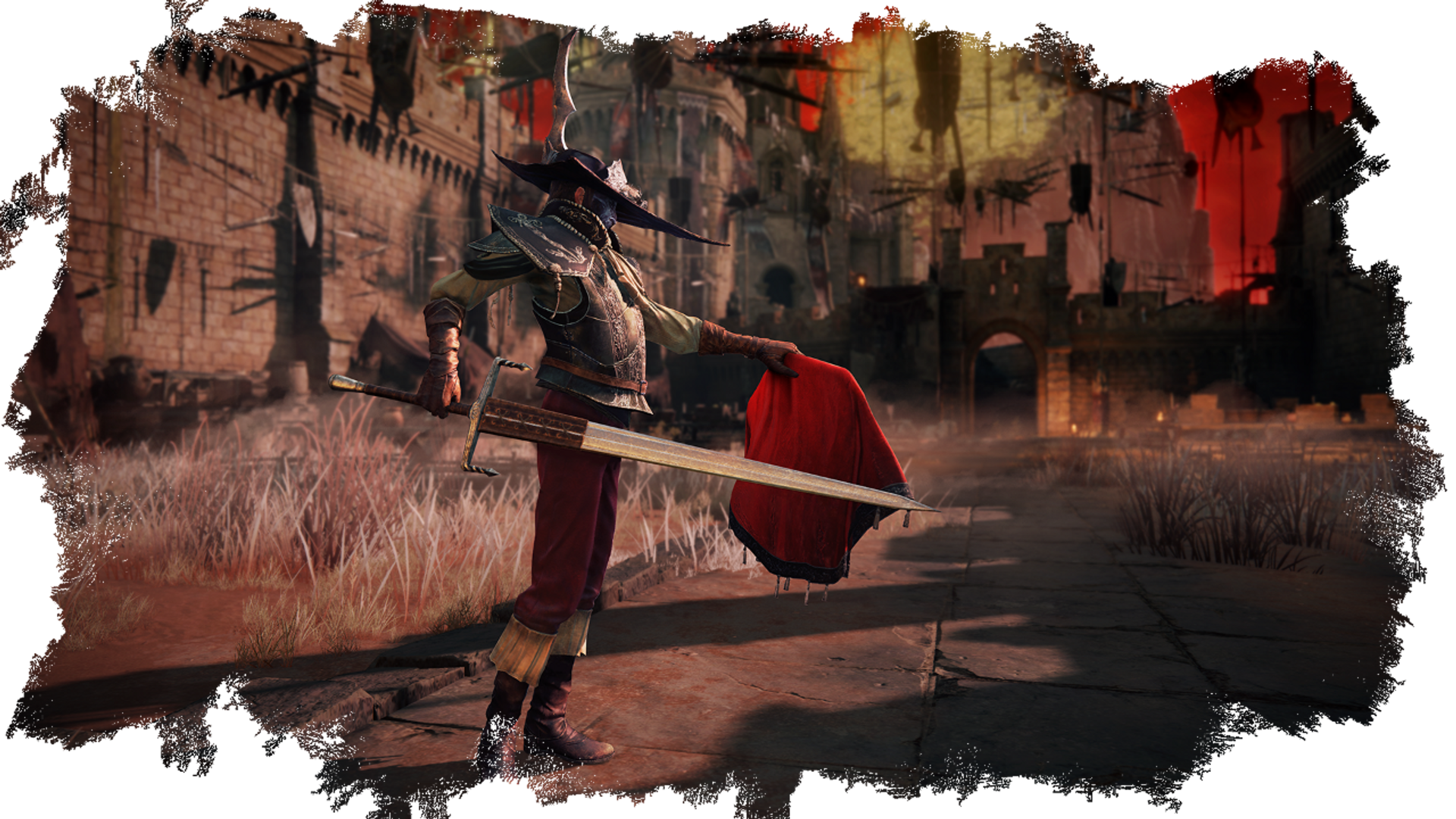 Elden Ring Tarnished Edition - combate cuerpo a cuerpo en una ciudad en llamas - Juegosrpg.com
