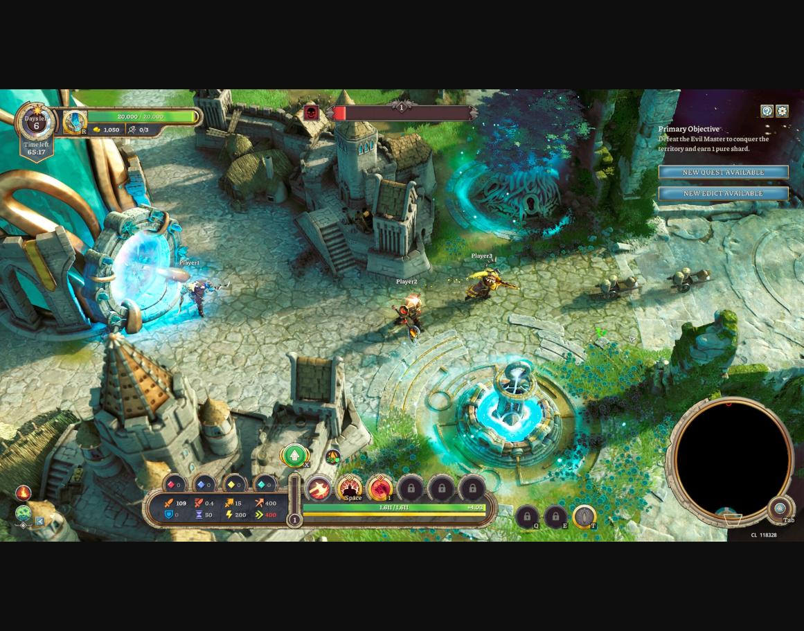 EverSiege: Untold Ages - vista de Bastión y objetivo principal durante una partida - Juegosrpg.com